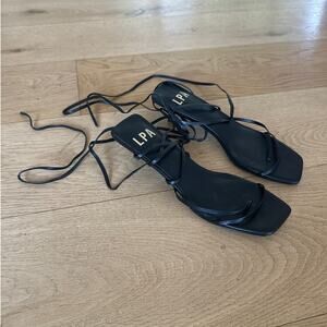 LPA - Carmella Ankle Wrap Tie Kitten Heels in Black